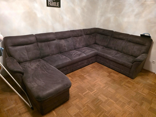 Ecksofa grau leder teilig - ecksofa, 2-teilig